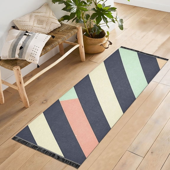 Yayeee Runner Rug for Bedroom 2'x6' Machine Washable Hallway Non Slip Mat, Isometric Green