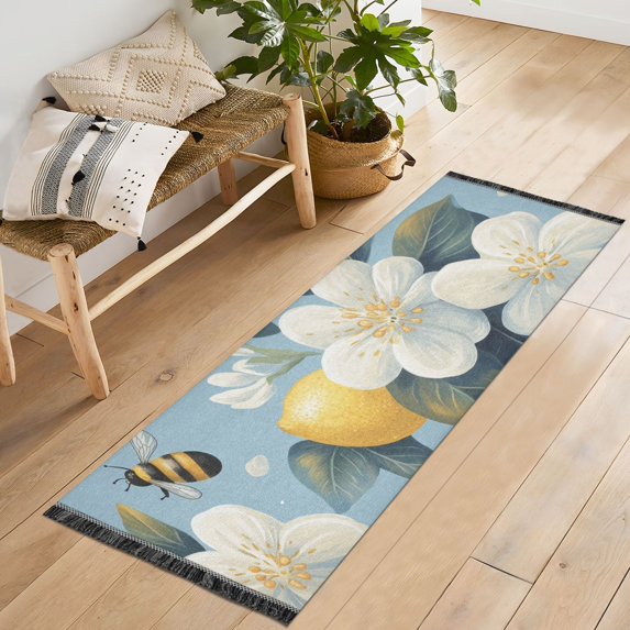 Yayeee Runner Rug for Bedroom 2'x6' Machine Washable Hallway Non Slip Mat, Lemon Pattern
