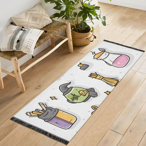Yayeee Runner Rug for Bedroom 2'x6' Machine Washable Hallway Non Slip Mat, Magical Halloween