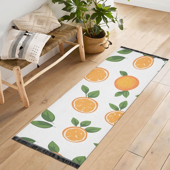 Yayeee Runner Rug for Bedroom 2'x6' Machine Washable Hallway Non Slip Mat, Orange