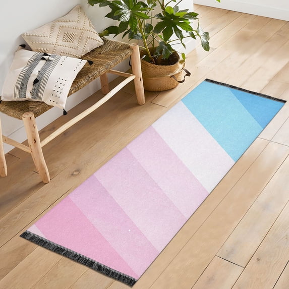Yayeee Runner Rug for Bedroom 2'x6' Machine Washable Hallway Non Slip Mat, Pink Gradient