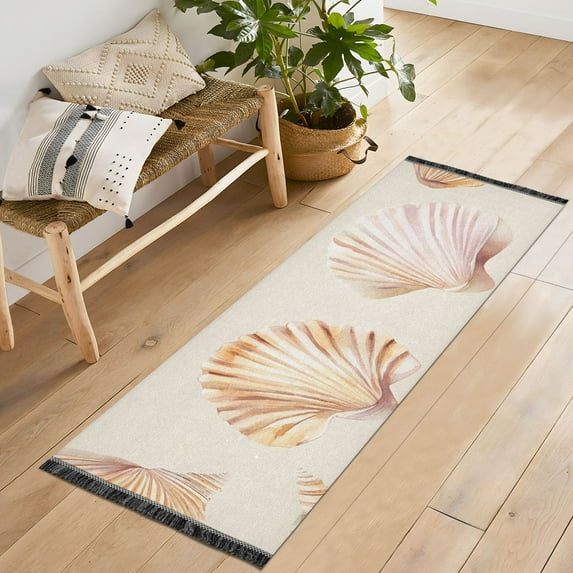 Yayeee Runner Rug for Bedroom 2'x6' Machine Washable Hallway Non Slip Mat, Pink Seashell
