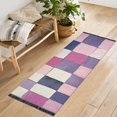 thumbnail image 1 of Yayeee Hallway Runner Rug 2'x6' Non Slip Machine Washable with Rubber Backing, Pink and Purple Plaid Pattern, 1 of 8