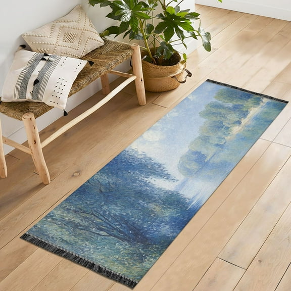 Yayeee Runner Rug for Bedroom 2'x6' Machine Washable Hallway Non Slip Mat, Plants and River