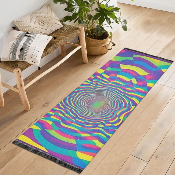 Yayeee Runner Rug for Bedroom 2'x6' Machine Washable Hallway Non Slip Mat, Psychedelic Pattern