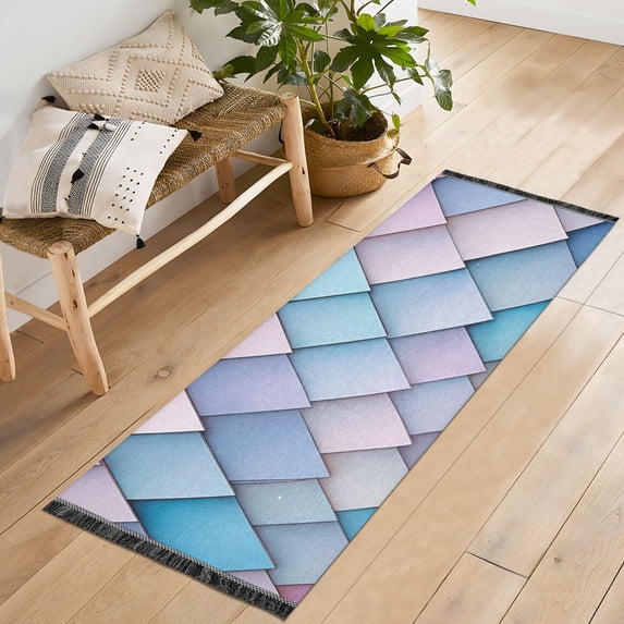 Yayeee Runner Rug for Bedroom 2'x6' Machine Washable Hallway Non Slip Mat, Purple Art Pattern