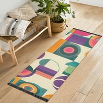 Yayeee Runner Rug for Bedroom 2'x6' Machine Washable Hallway Non Slip Mat, Purple Geometric