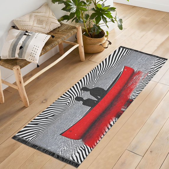 Yayeee Runner Rug for Bedroom 2'x6' Machine Washable Hallway Non Slip Mat, Red Boat