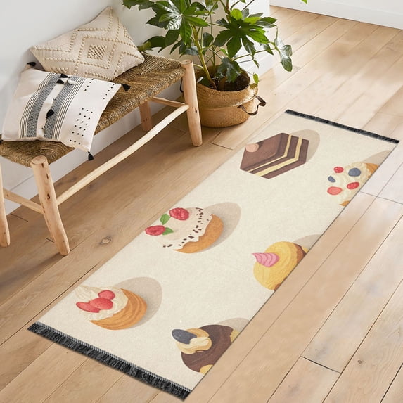 Yayeee Runner Rug for Bedroom 2'x6' Machine Washable Hallway Non Slip Mat, Red Cakes