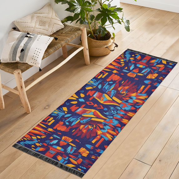 Yayeee Runner Rug for Bedroom 2'x6' Machine Washable Hallway Non Slip Mat, Red Geometric Eagle