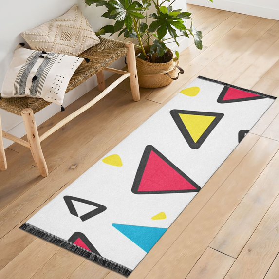 Yayeee Hallway Runner Rug 2'x6' Non Slip Machine Washable with Rubber Backing, Red Triangles