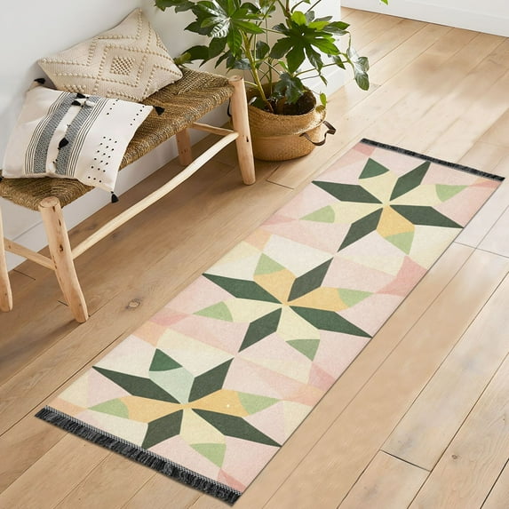 Yayeee Runner Rug for Bedroom 2'x6' Machine Washable Hallway Non Slip Mat, Retro Black Stars