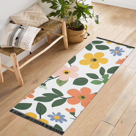 Yayeee Runner Rug for Bedroom 2'x6' Machine Washable Hallway Non Slip Mat, Retro Colorful Flowers
