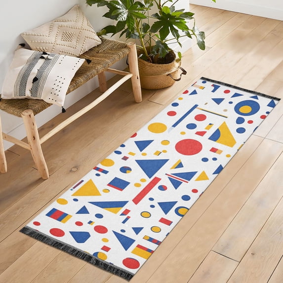 Yayeee Runner Rug for Bedroom 2'x6' Machine Washable Hallway Non Slip Mat, Simple Shapes