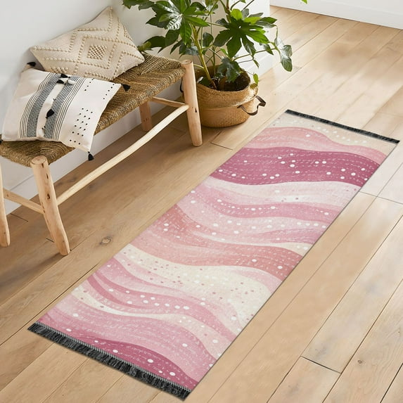 Yayeee Runner Rug for Bedroom 2'x6' Machine Washable Hallway Non Slip Mat, Soft Brown Pattern