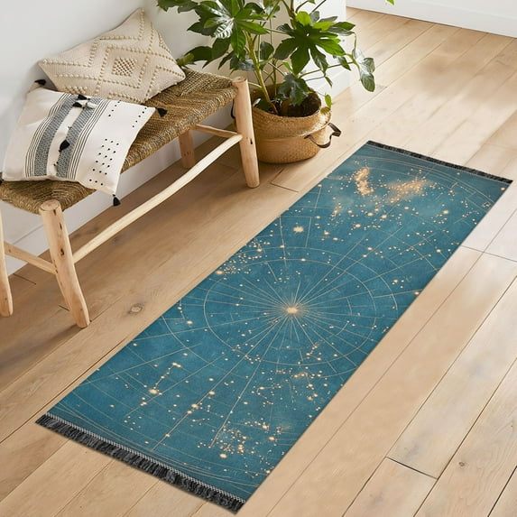 Yayeee Runner Rug for Bedroom 2'x6' Machine Washable Hallway Non Slip Mat, Star Map