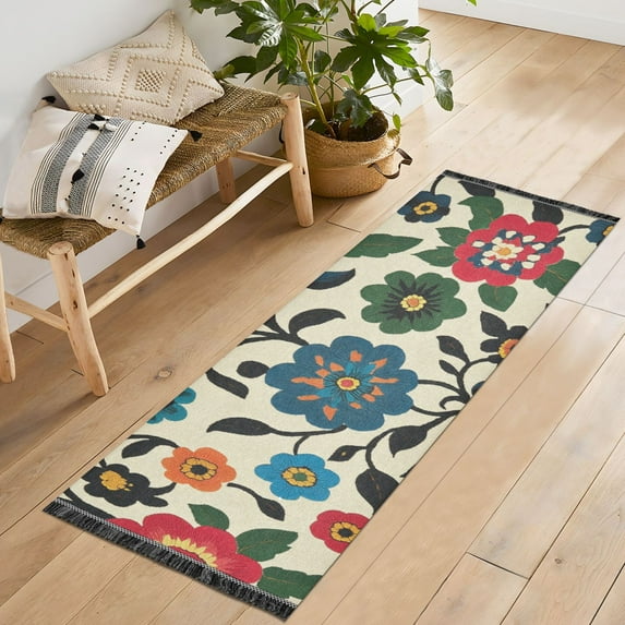 Yayeee Runner Rug for Bedroom 2'x6' Machine Washable Hallway Non Slip Mat, Vibrant Floral