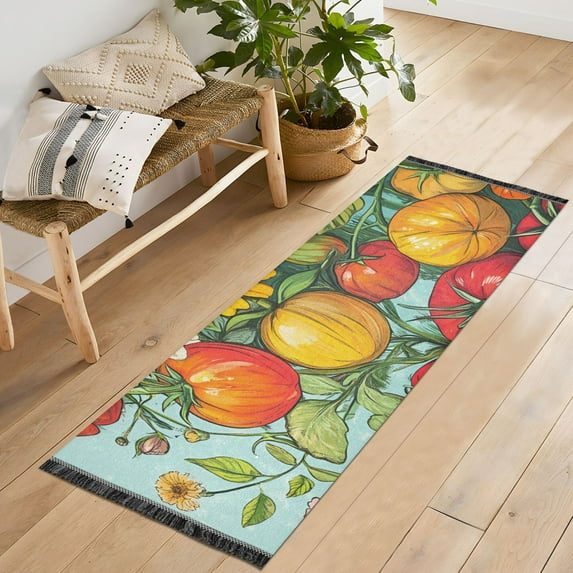 Yayeee Hallway Runner Rug 2'x6' Non Slip Machine Washable with Rubber Backing, Vibrant Tomatoes