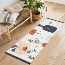 Yayeee Runner Rug for Bedroom 2'x6' Machine Washable Hallway Non Slip Mat, White Cartoon Halloween Ghosts