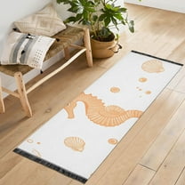 Yayeee Runner Rug for Bedroom 2'x6' Machine Washable Hallway Non Slip Mat, White Seahorse