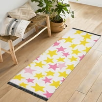 Yayeee Runner Rug for Bedroom 2'x6' Machine Washable Hallway Non Slip Mat, White Stars Pattern