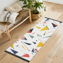 Yayeee Runner Rug for Bedroom 2'x6' Machine Washable Hallway Non Slip Mat, White Triangles