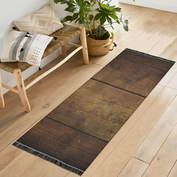 Yayeee Runner Rug for Bedroom 2'x6' Machine Washable Hallway Non Slip Mat, Wood Grain