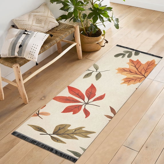 Yayeee Hallway Runner Rug 2'x6' Non Slip Machine Washable with Rubber Backing, Yellow Autumn Leaves