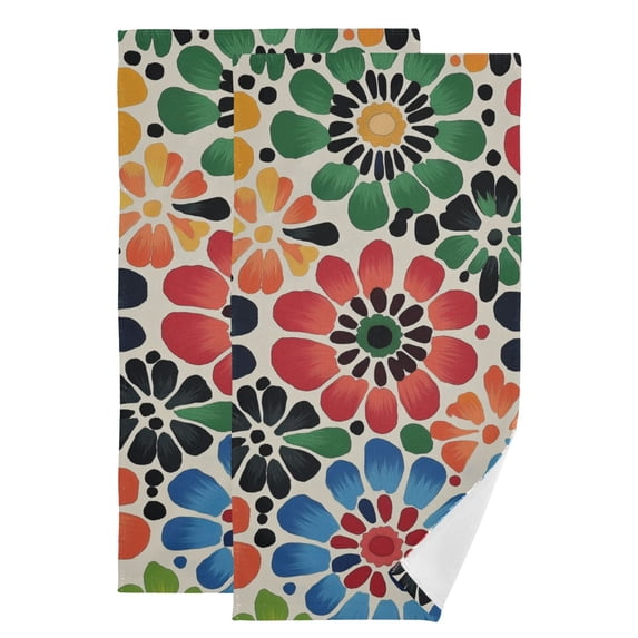 Yayeee Hand Towels for Bathroom Set of 2 Quick Dry Super Absorbent Soft Hand Shower Towels, 28" x 14", Dark Floral