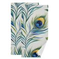 thumbnail image 1 of Yayeee Hand Towels for Bathroom Set of 2 Quick Dry Super Absorbent Soft Hand Shower Towels, 28" x 14", Peacock Feather, 1 of 8