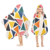 Yayeee Kids Hooded Towels Toddler Soft Absorbent Beach Bathing Wrap 50" x 23.5", Abstract Triangles