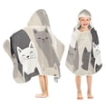 thumbnail image 1 of Yayeee Kids Hooded Towels Toddler Soft Absorbent Beach Bathing Wrap 50" x 23.5", Beige Cute Cats, 1 of 5