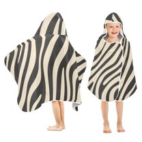 Yayeee Kids Hooded Towels Toddler Soft Absorbent Beach Bathing Wrap 50" x 23.5", Black Lines