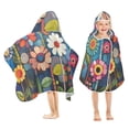 thumbnail image 1 of Yayeee Kids Hooded Towels Toddler Soft Absorbent Beach Bathing Wrap 50" x 23.5", Blue Colorful Flowers, 1 of 5