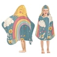 thumbnail image 1 of Yayeee Kids Hooded Towels Toddler Soft Absorbent Beach Bathing Wrap 50" x 23.5", Blue Rainbow, 1 of 5