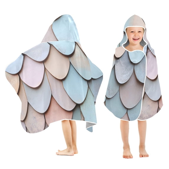 Yayeee Kids Hooded Towels Toddler Soft Absorbent Beach Bathing Wrap 50" x 23.5", Blue Shimmering Pattern