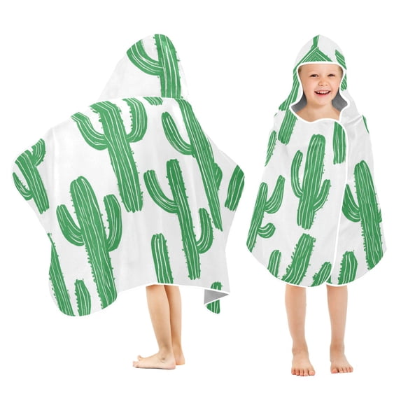 Yayeee Kids Hooded Towels Toddler Soft Absorbent Beach Bathing Wrap 50" x 23.5", Cactus Pattern