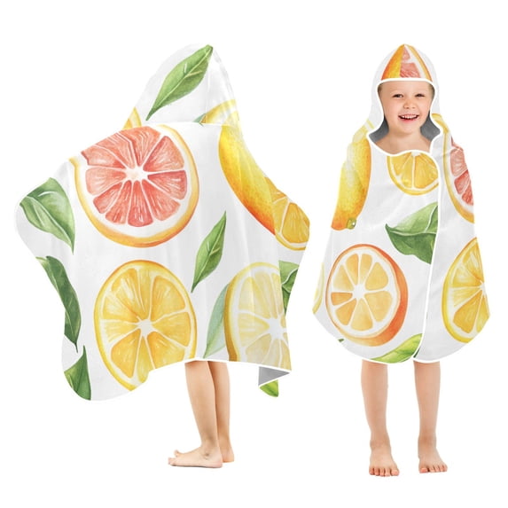 Yayeee Kids Hooded Towels Toddler Soft Absorbent Beach Bathing Wrap 50" x 23.5", Candy Lemon