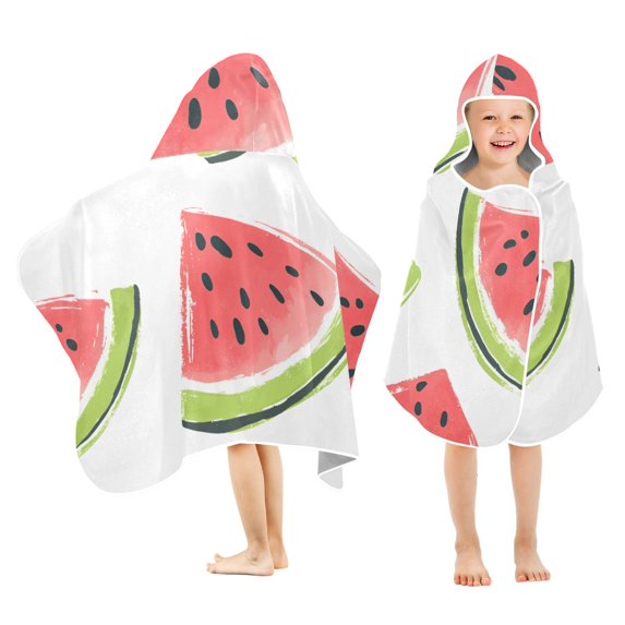 Yayeee Kids Hooded Towels Toddler Soft Absorbent Beach Bathing Wrap 50" x 23.5", Cartoon Watermelon
