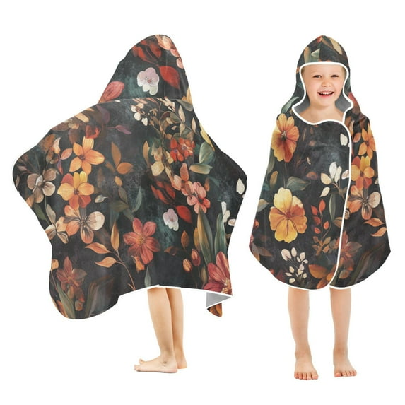Yayeee Kids Hooded Towels Toddler Soft Absorbent Beach Bathing Wrap 50" x 23.5", Colorful Flower