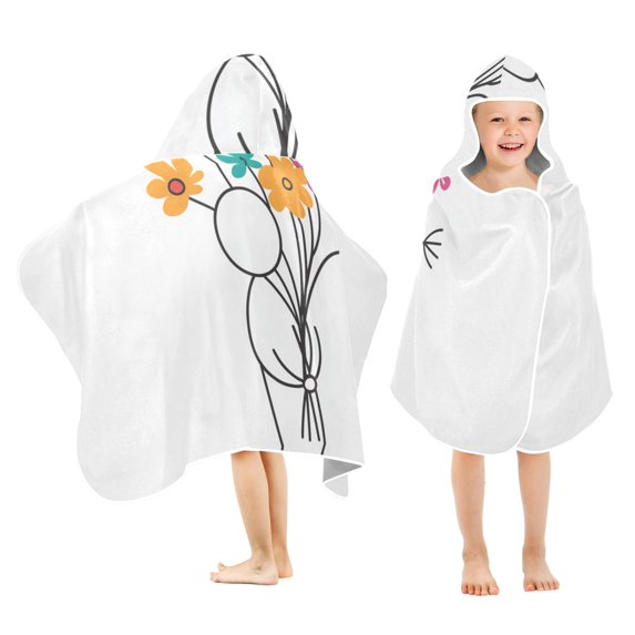 Yayeee Kids Hooded Towels Toddler Soft Absorbent Beach Bathing Wrap 50" x 23.5", Colorful Flower