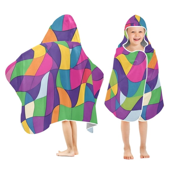 Yayeee Kids Hooded Towels Toddler Soft Absorbent Beach Bathing Wrap 50" x 23.5", Colorful Plaid