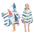 thumbnail image 1 of Yayeee Kids Hooded Towels Toddler Soft Absorbent Beach Bathing Wrap 50" x 23.5", Colorful Sailboats, 1 of 5