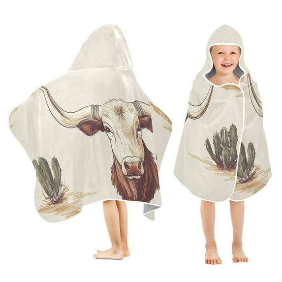 Yayeee Kids Hooded Towels Toddler Soft Absorbent Beach Bathing Wrap 50" x 23.5", Cowboy Pattern