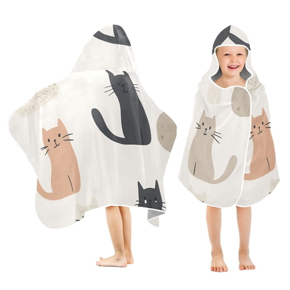 Yayeee Kids Hooded Towels Toddler Soft Absorbent Beach Bathing Wrap 50" x 23.5", Cute Cartoon Cats