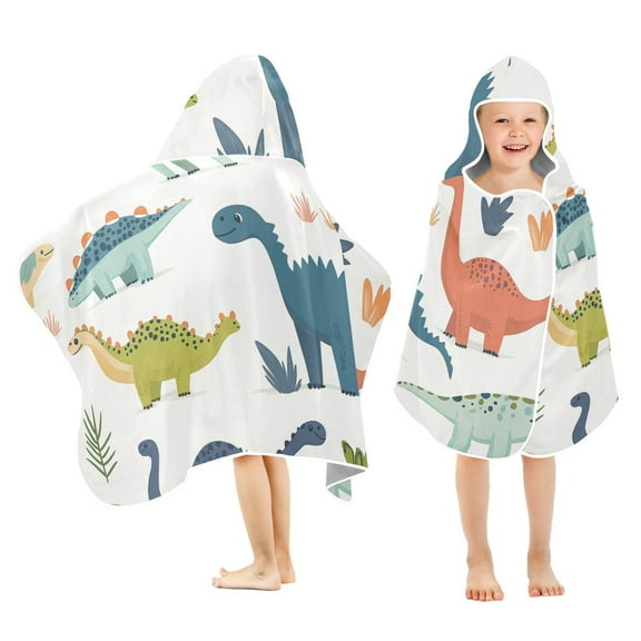 Yayeee Kids Hooded Towels Toddler Soft Absorbent Beach Bathing Wrap 50" x 23.5", Dinosaur Pattern