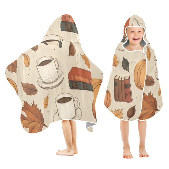 Yayeee Kids Hooded Towels Toddler Soft Absorbent Beach Bathing Wrap 50" x 23.5", Fall Book