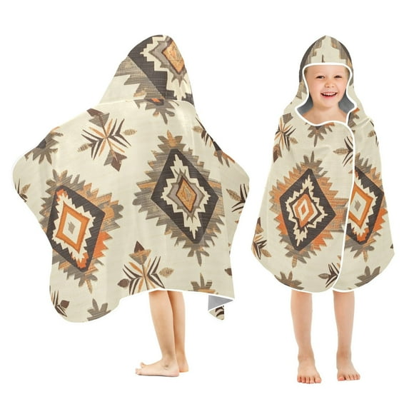 Yayeee Kids Hooded Towels Toddler Soft Absorbent Beach Bathing Wrap 50" x 23.5", Geometric Designs