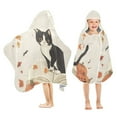 thumbnail image 1 of Yayeee Kids Hooded Towels Toddler Soft Absorbent Beach Bathing Wrap 50" x 23.5", Gray Cartoon Halloween Cat, 1 of 5
