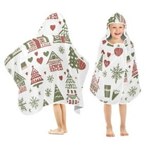 Yayeee Kids Hooded Towels Toddler Soft Absorbent Beach Bathing Wrap 50" x 23.5", Green Nordic Christmas